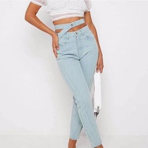 Maniere De Voir Split Waistband Mom Jeans